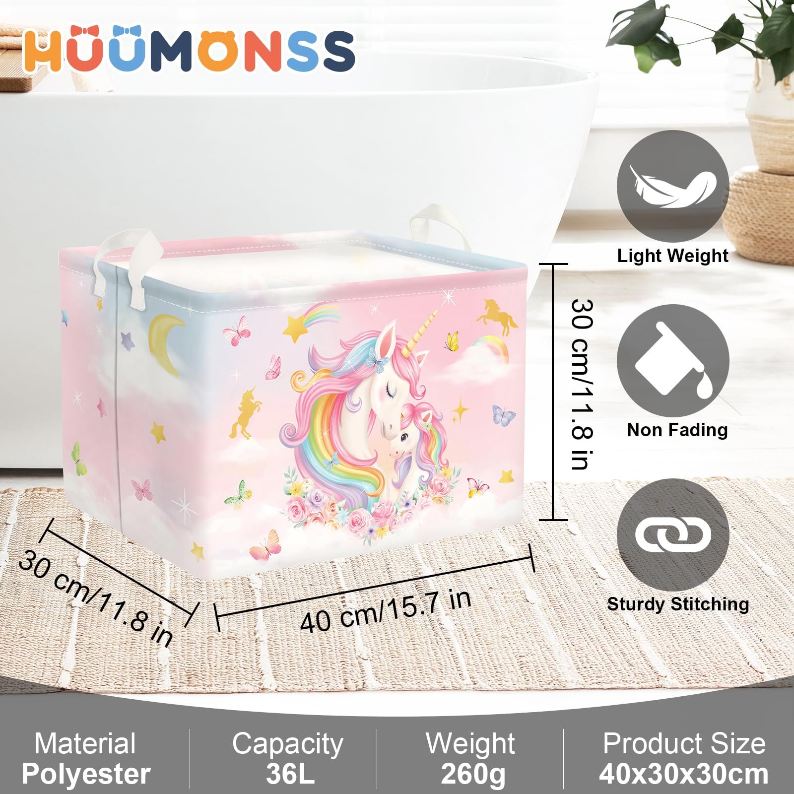 Корзина для игрушек Детская HUUMONSS Unicorn, складная для девочек, большая, 36 л, фото №6