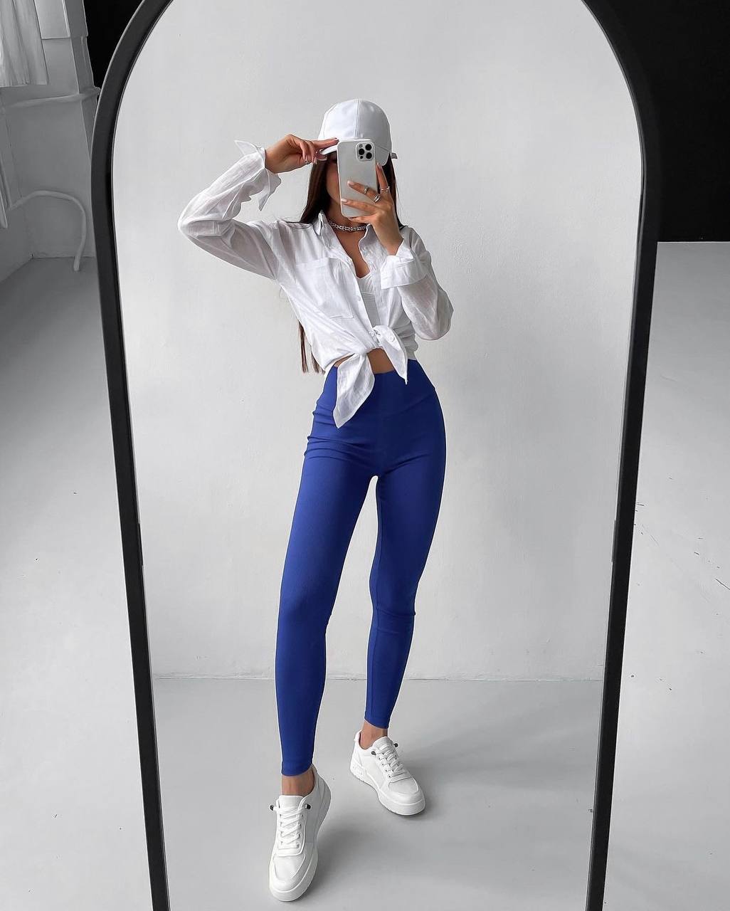 Женские спортивные лосины в рубчик трикотажные BF860 цвет синий размер 42/44, фото №2