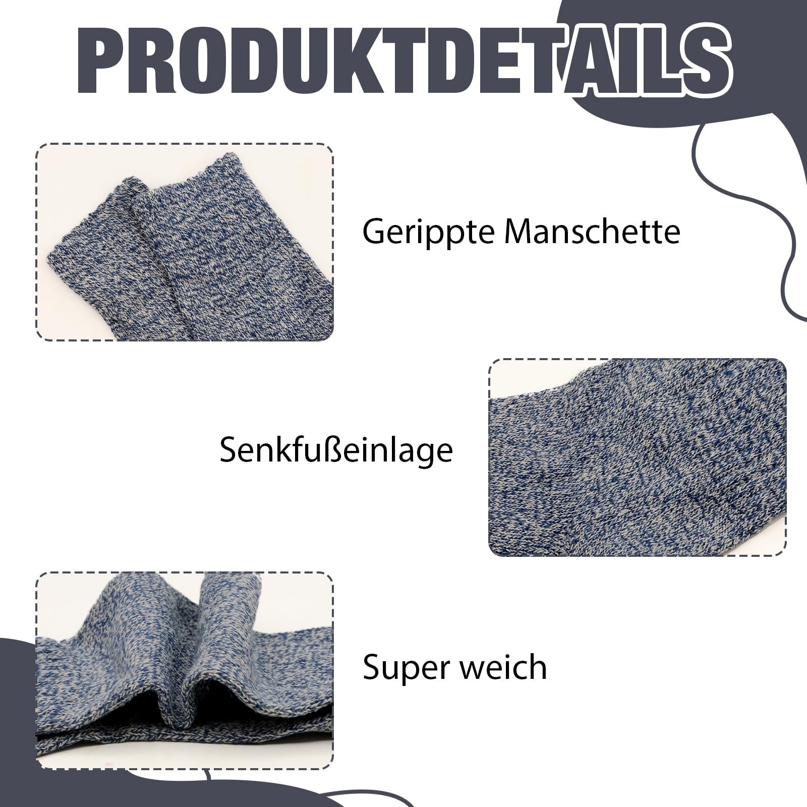 Женские термоноски VEGCOO, 5 пар шерстяных носков, Теплые, Мягкие носки, Зимние носки, Дышащие шерстяные носки, фото №3