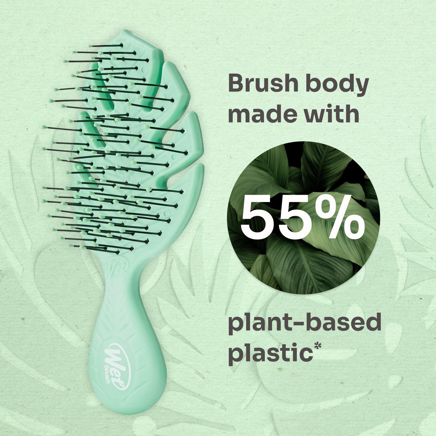 Гребінець Wet Brush Go Green Mini Detangler для волосся, дорожній розмір, ультрам'які щетинки Intelliflex, зелений, фото №6