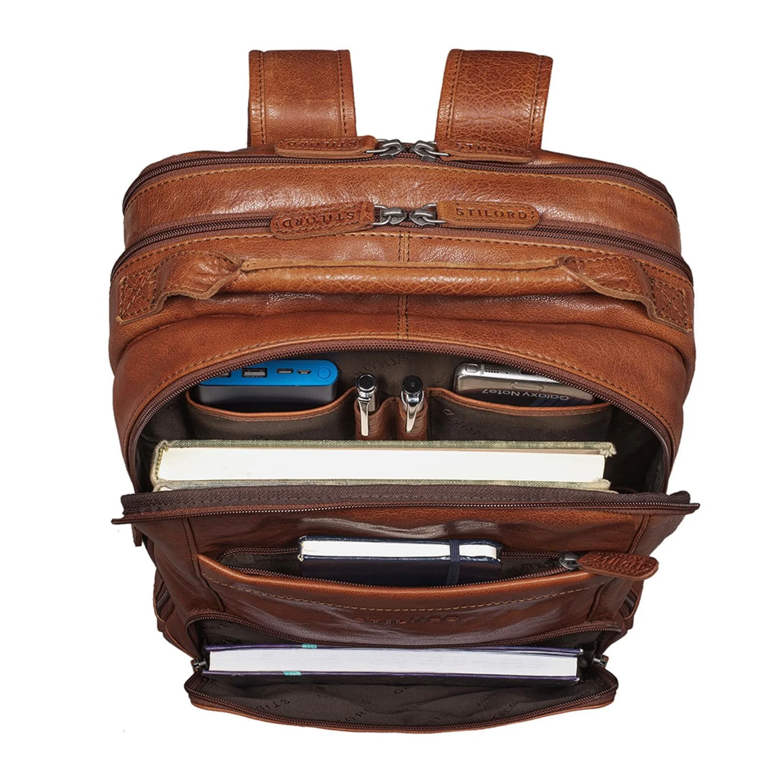 Рюкзак для ноутбука STILORD Harlow XL 15-17 дюймів з кріпленням до валізи Вінтажна натуральна шкіра Maraska, фото №5