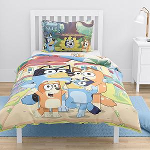 Постільна білизна Bluey 100% бавовна, 100 x 135 см, 40 x 60 см, різнокольорова, з блискавкою - Фото 1