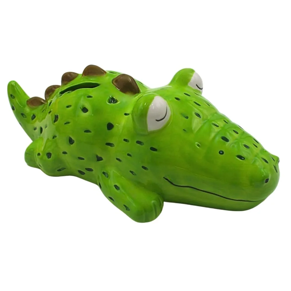 Скарбничка Dekohelden24 Crocodile керамічна 22 x 11 x 8 см Зелена, фото №5
