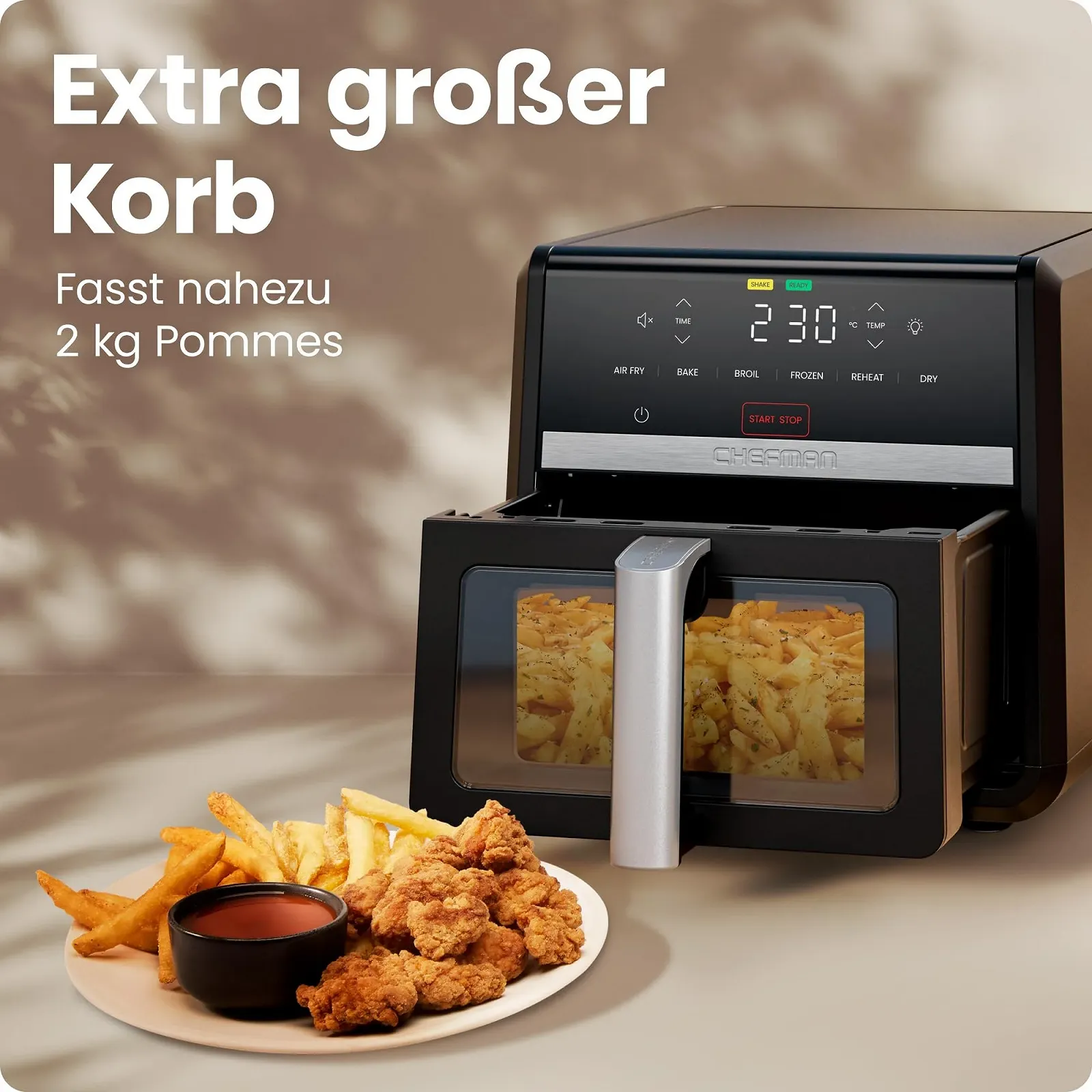 Мультипіч Chefman TurboFry 8.5 л 6-в-1 230°C XL Кошик з оглядовим вікном Чорна, фото №5 Мультипіч Chefman TurboFry 8.5 л 6-в-1 230°C XL Кошик з оглядовим вікном Чорна, фото №5