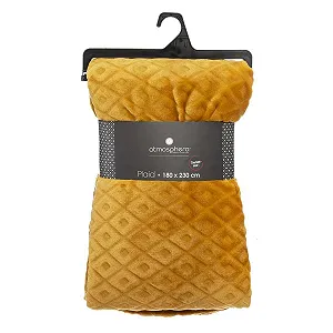 Плед Atmosphera Фланель 3D Diamond Горчично-желтый 180 x 230 см - охра synthetic.ua - Фото 1