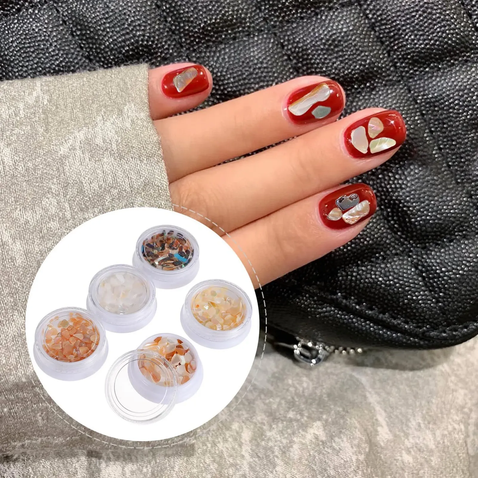 Наклейки для ногтей Healvian 3 набора, ракушки, блестки, накладные ногти, украшения для ногтей, 5 штук x 3, фото №9