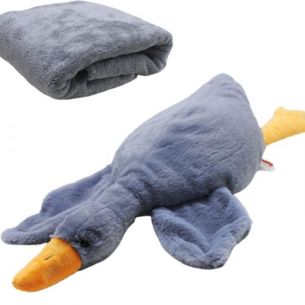 Мягкая игрушка с пледом Гусь-обнимусь серый, фото №1