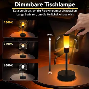 Світлодіодна настільна лампа Homefire Бездротова 1800K-6500K Сенсорна Метал та акрил Чорна synthetic.ua - Фото 1