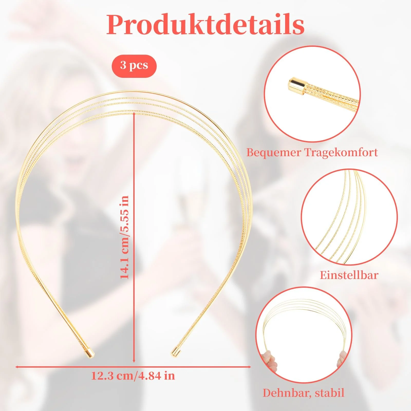 Набор обручей на голову 3 шт., фото №2 Набор обручей на голову 3 шт., фото №2