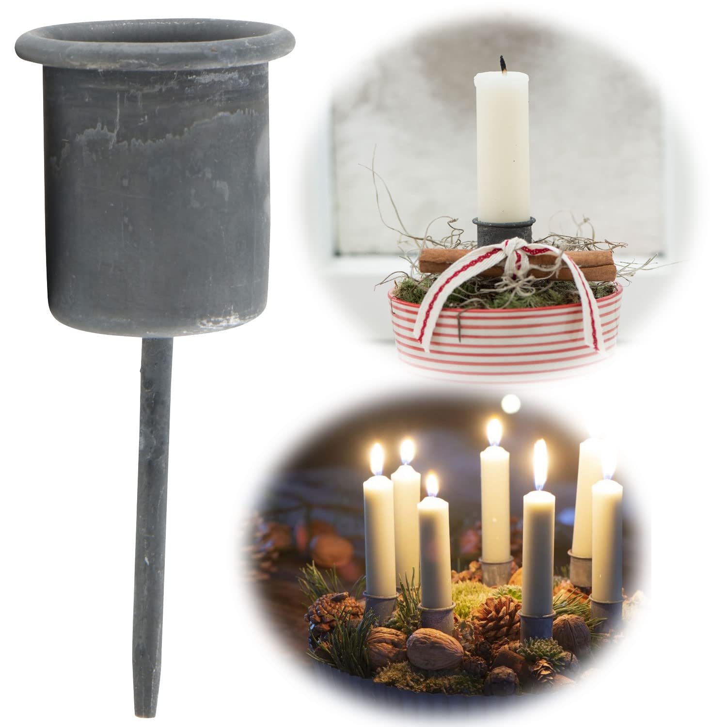 Подсвечник LS-LebenStil Шебби Серый 8 см Металлический Шип, фото №2 Подсвечник LS-LebenStil Шебби Серый 8 см Металлический Шип, фото №2