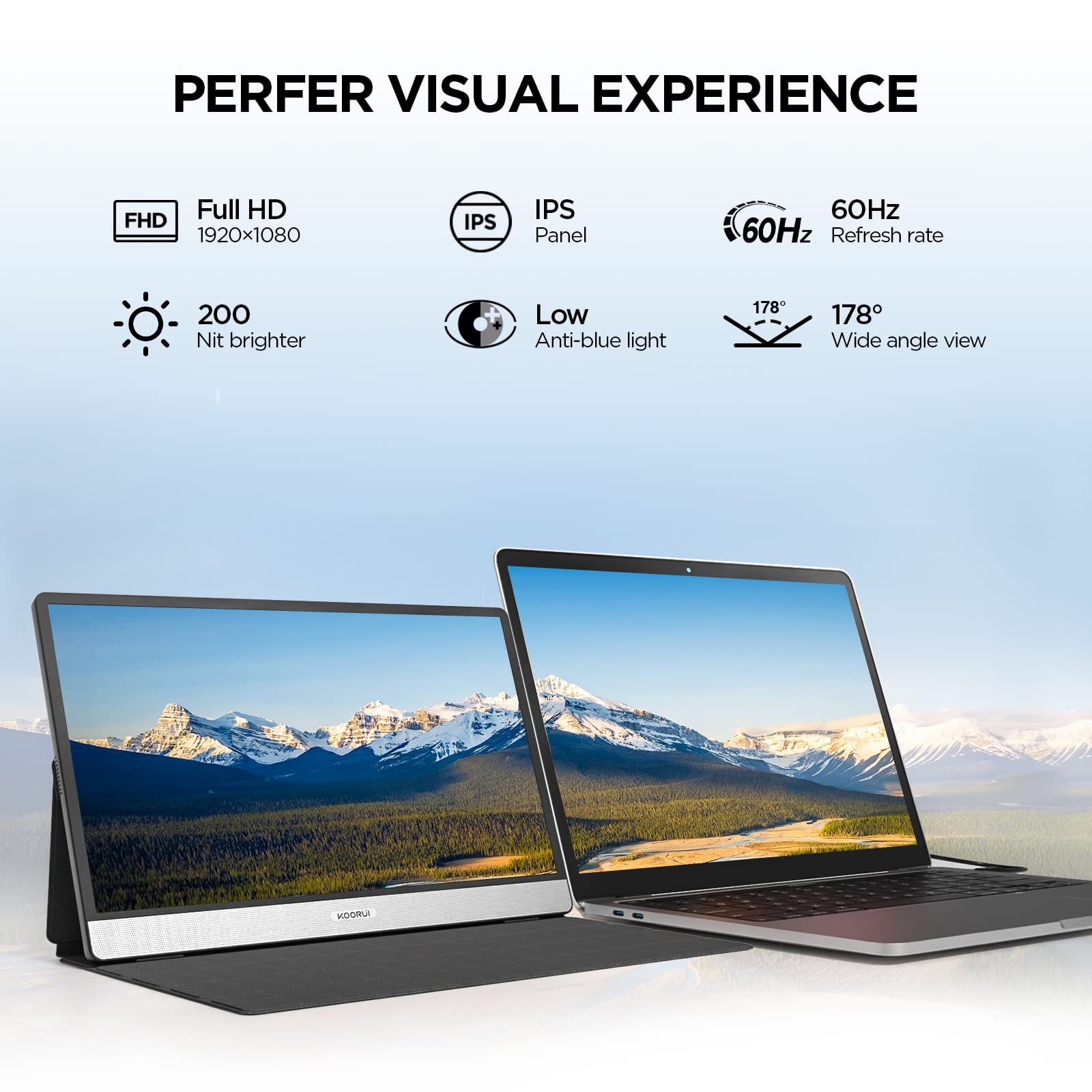 Монітор портативний 15.6" Koorui ‎15B1 Full HD IPS 60 Гц, фото №2
