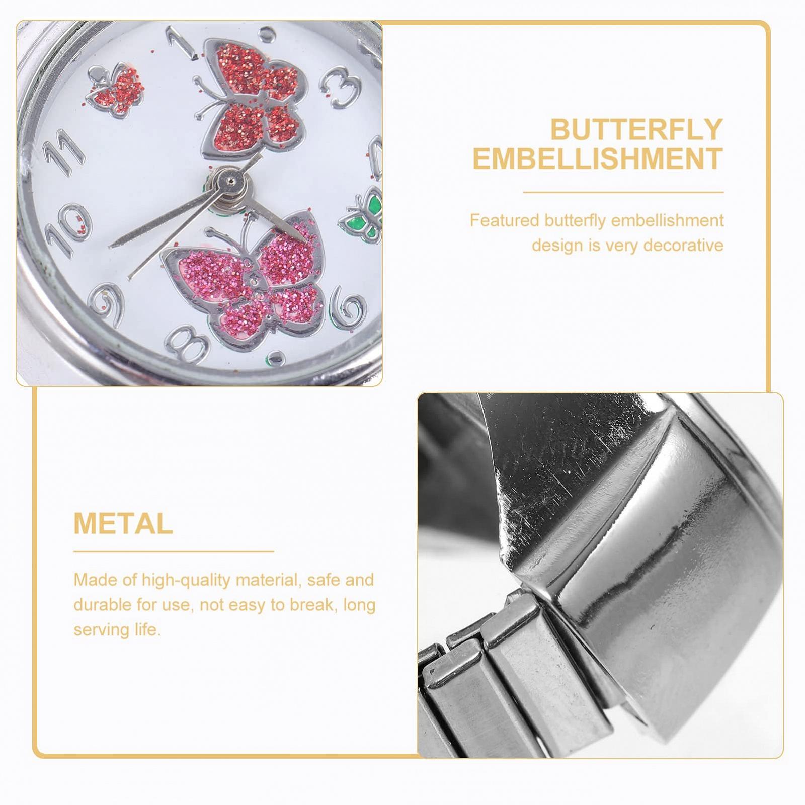 Кольцо-часы с бабочкой PartyKindom для девочек и женщин, серебристый, ретро, фото №2 Кольцо-часы с бабочкой PartyKindom для девочек и женщин, серебристый, ретро, фото №2