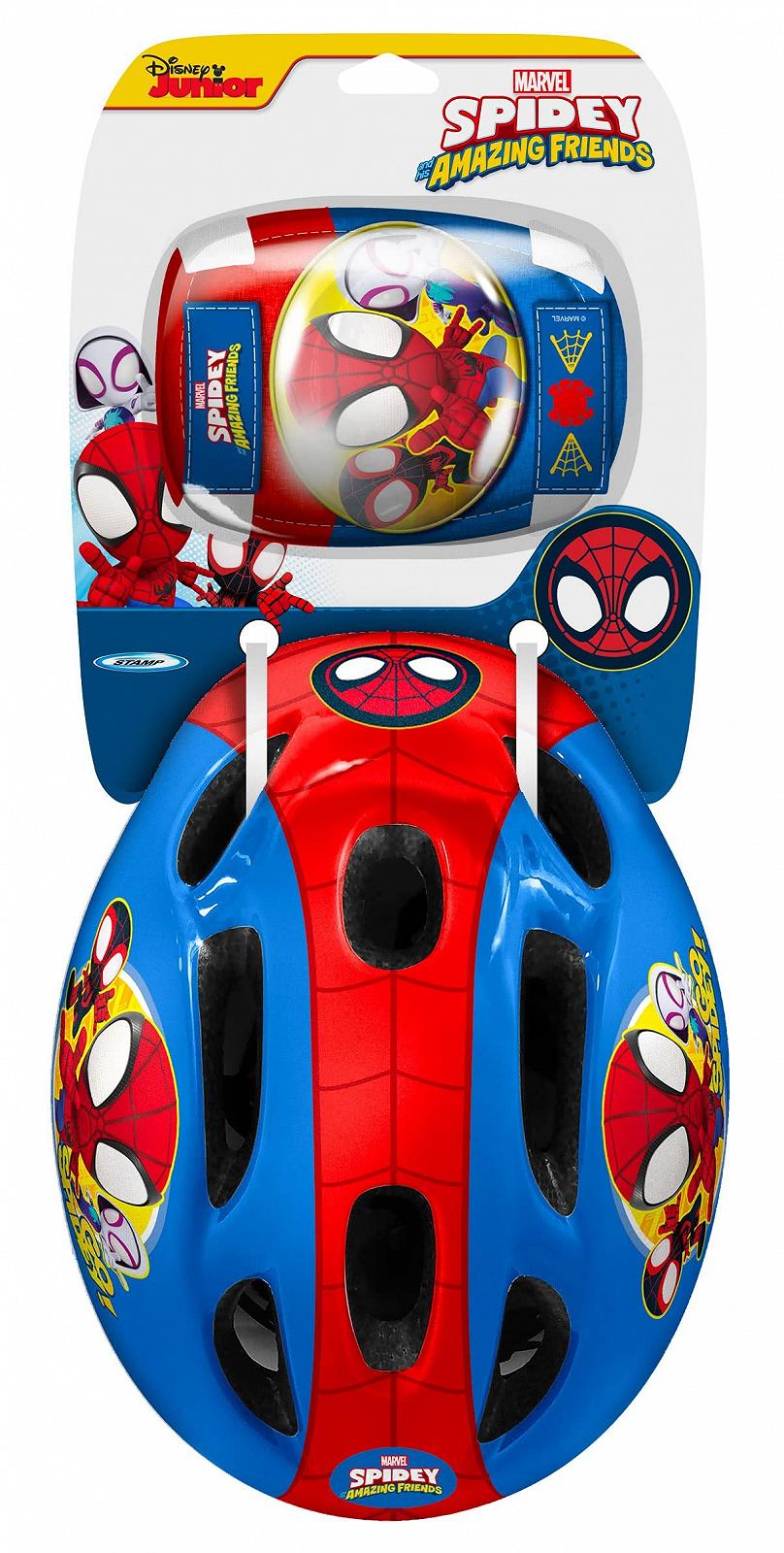 Шлем STAMP для мальчиков Spidey + Налокотники и наколенники, Синий/Красный, S, фото №2