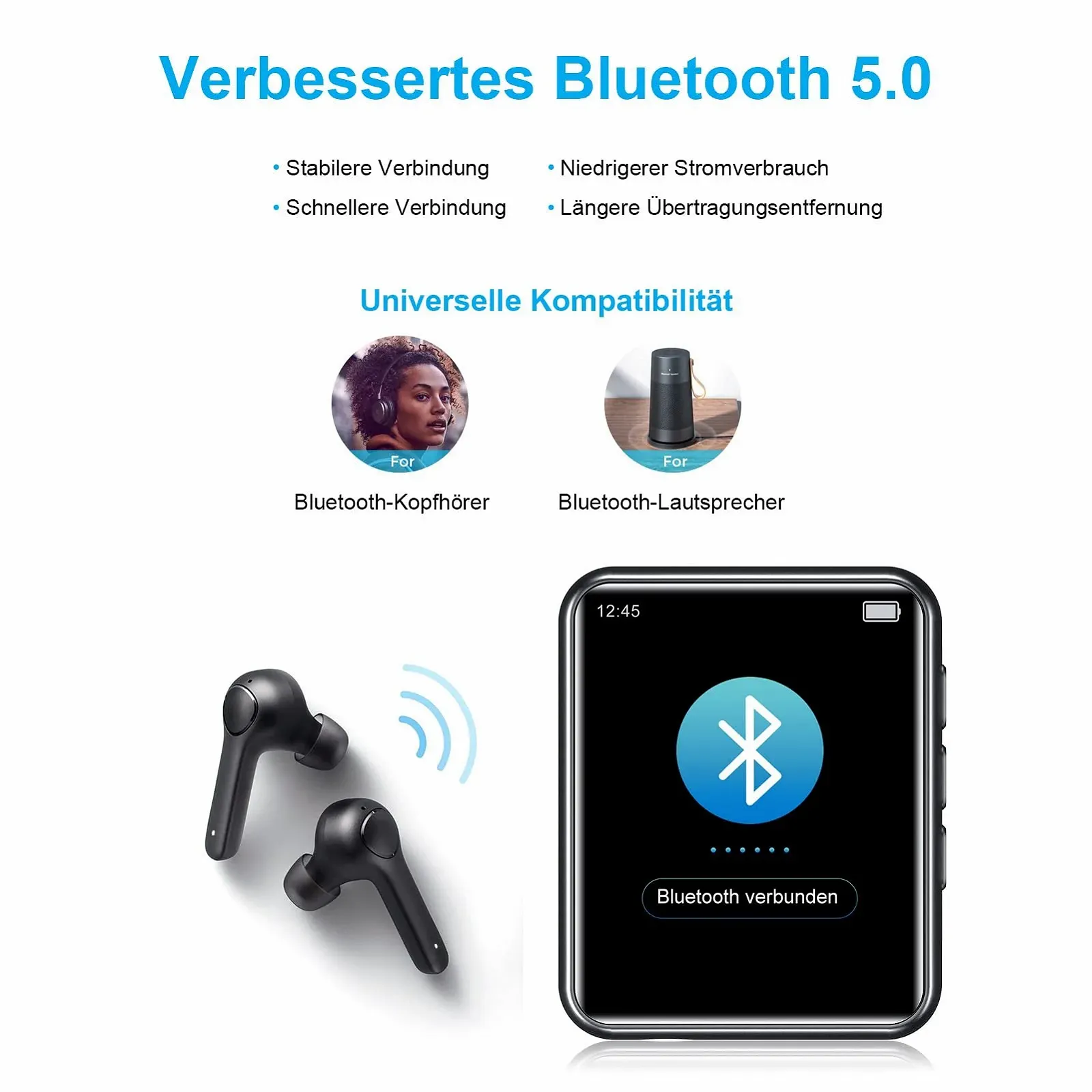 MP3-плеер Full Touchscreen Bluetooth 5.0, 64 ГБ, HiFi Lossless Sound, с динамиком, диктофоном, линейной записью, FM-радио, электронной книгой, шагомером, поддержкой до 128 ГБ, фото №2 MP3-плеер Full Touchscreen Bluetooth 5.0, 64 ГБ, HiFi Lossless Sound, с динамиком, диктофоном, линейной записью, FM-радио, электронной книгой, шагомером, поддержкой до 128 ГБ, фото №2