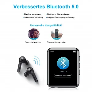 MP3 плеєр Full Touchscreen Bluetooth 5.0, 64 ГБ, HiFi Lossless Sound, з динаміком, диктофоном, лінійним записом, FM-радіо, електронною книгою, крокоміром, підтримкою до 128 ГБ synthetic.ua - Фото 1