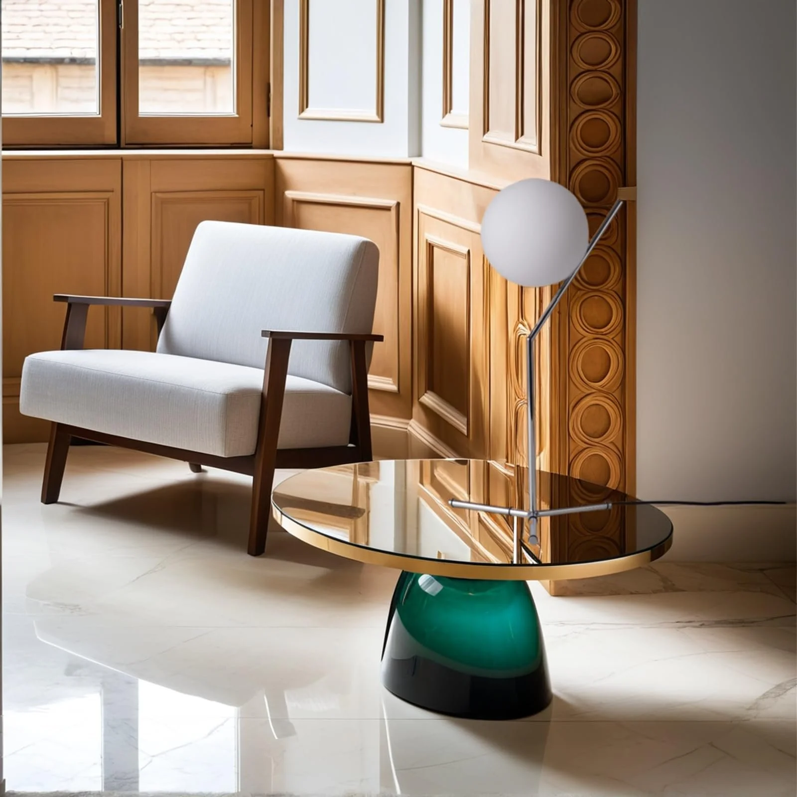 Настільна лампа Alpinaluz E27 скляна куля 18 см Хром, фото №9