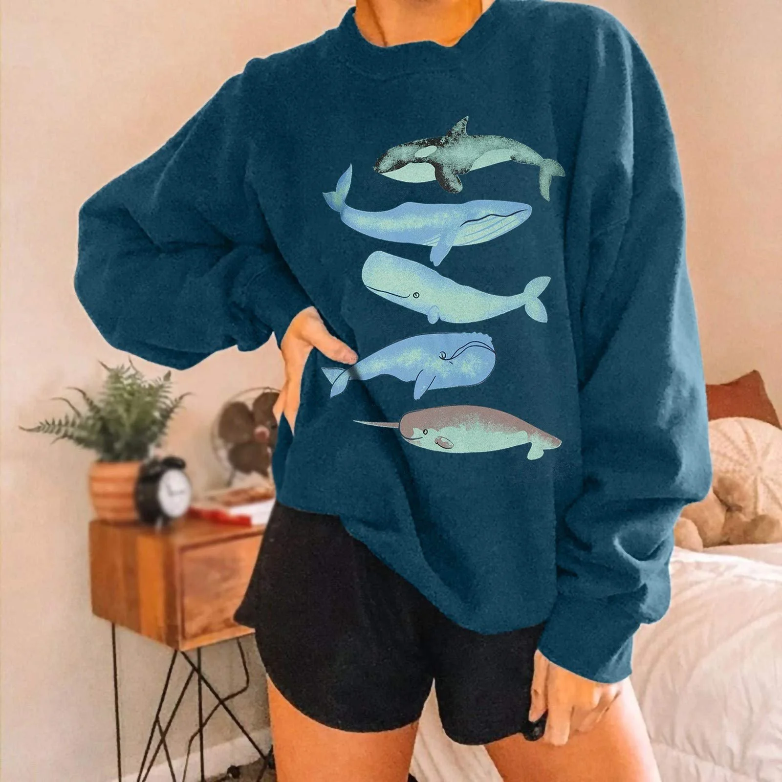 Пуловер Kanpola Женский Винтажный Свитшот с Принтом Китов, Блузки с Круглым Вырезом, Рубашка с Длинным Рукавом, Весенне-летние Женские Рубашки, Уличные Топы, фото №2 Пуловер Kanpola Женский Винтажный Свитшот с Принтом Китов, Блузки с Круглым Вырезом, Рубашка с Длинным Рукавом, Весенне-летние Женские Рубашки, Уличные Топы, фото №2