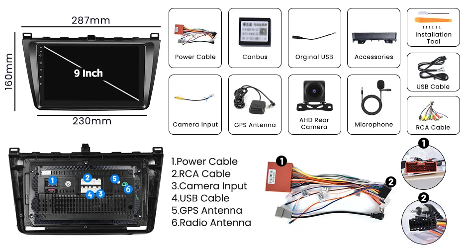 Штатная автомагнитола Hikity для Mazda 6 2007-2012 / 9" / Сенсорная / 6/128Гб / Android 13 / Apple CarPlay / Android Auto / Bluetooth / WI-FI / GPS / USB, фото №8 Штатная автомагнитола Hikity для Mazda 6 2007-2012 / 9" / Сенсорная / 6/128Гб / Android 13 / Apple CarPlay / Android Auto / Bluetooth / WI-FI / GPS / USB, фото №8