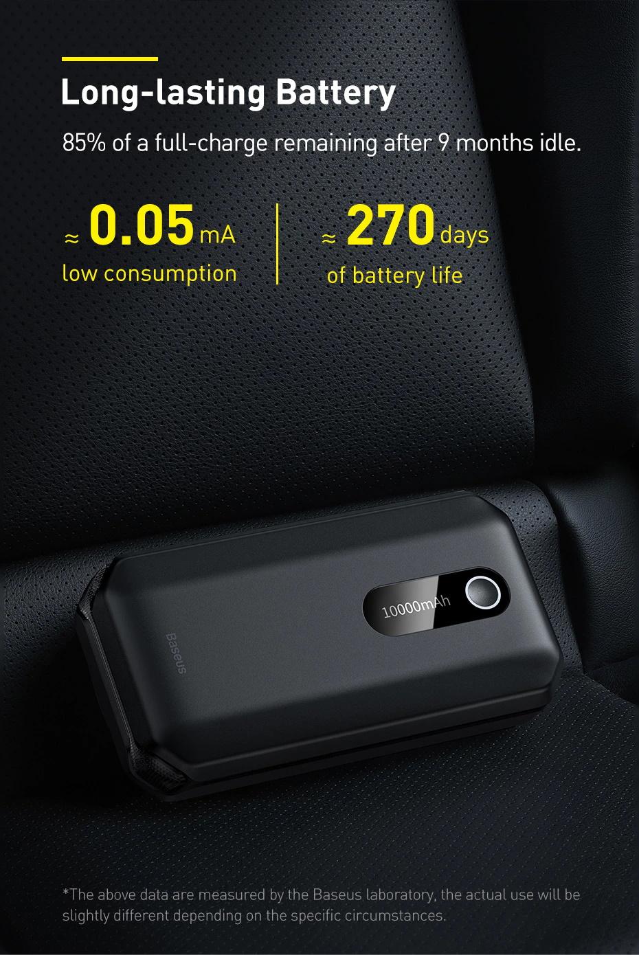 Пускозарядные устройства Baseus Super Energy Air Car Jump Starter 1000А 10000 mAh BS-CH001, фото №10 Пускозарядные устройства Baseus Super Energy Air Car Jump Starter 1000А 10000 mAh BS-CH001, фото №10