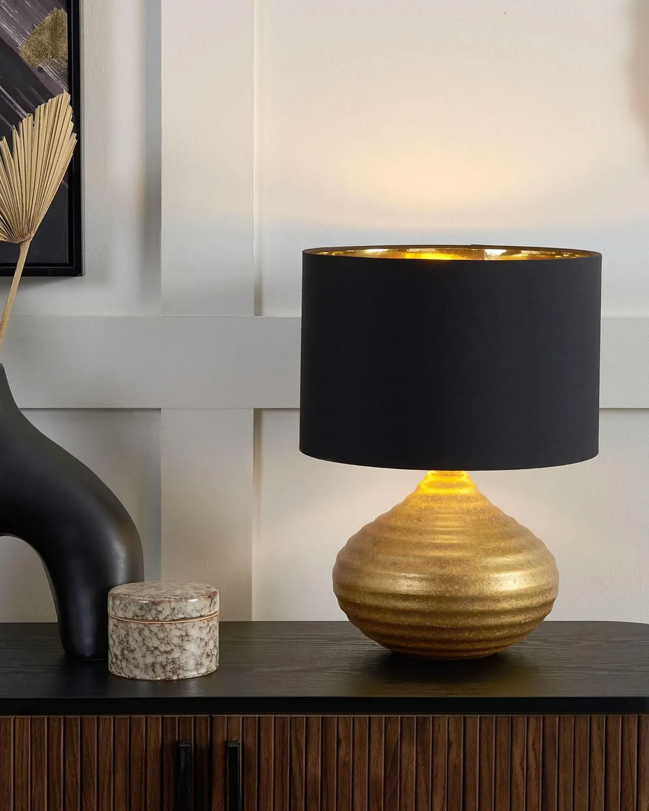 Настільна лампа Beliani Kuban керамічна Золотий/Чорний, фото №2