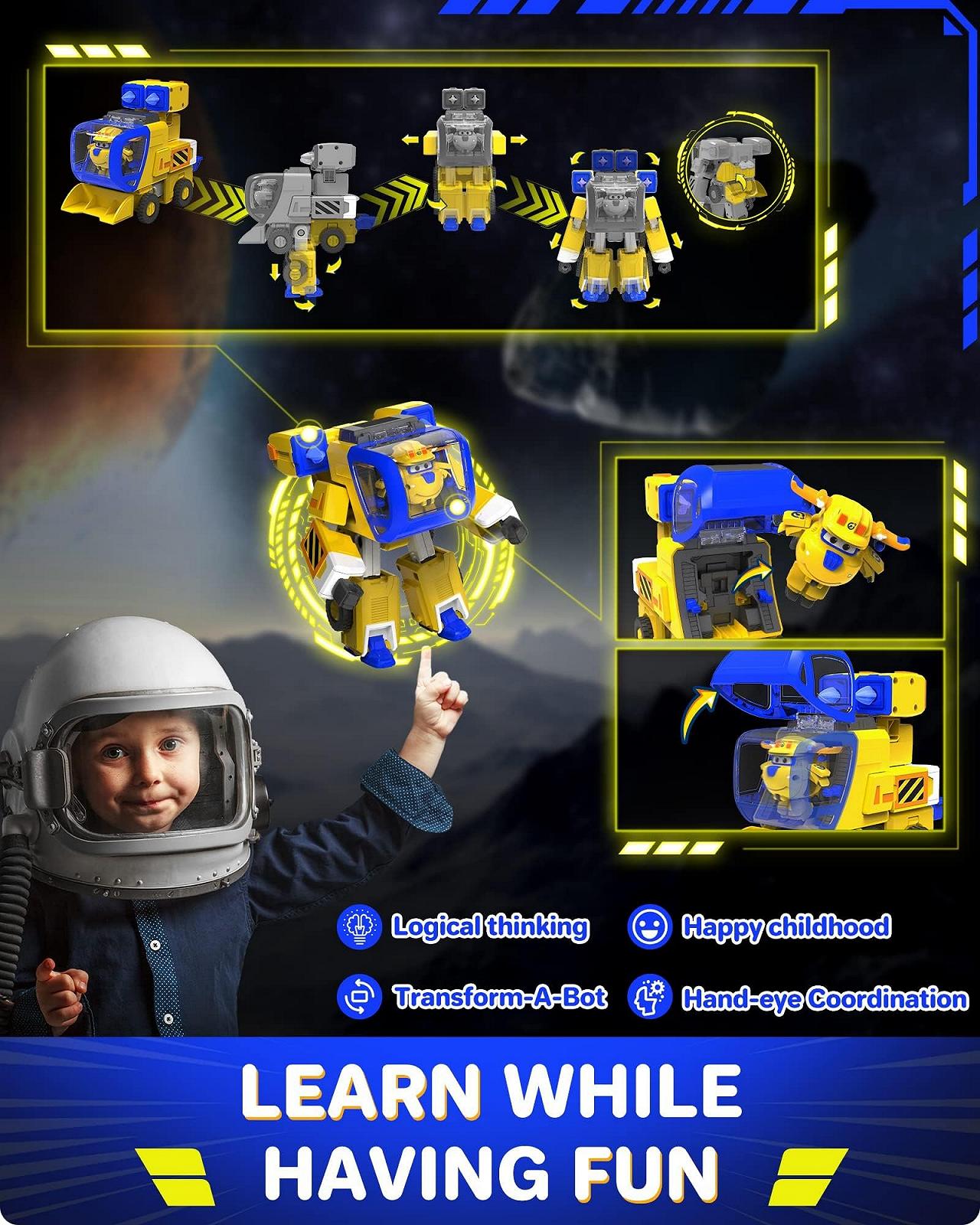 Фигурка-трансформер Super Wings New Robot Suit Donnie, 23 см, желтая, фото №4