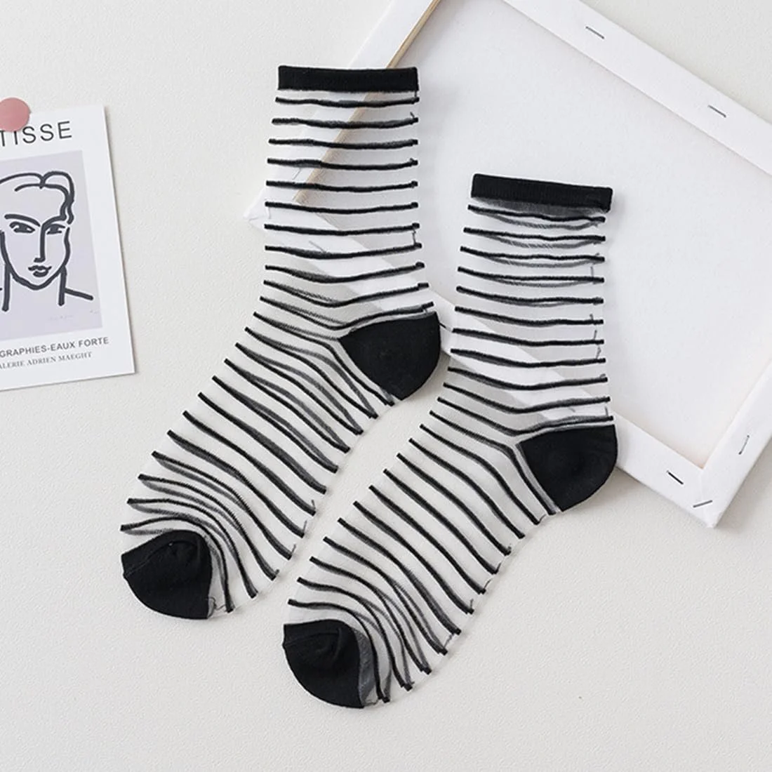 Женские носки Прозрачные Тонкие носки-сеточки 4 пары, фото №3 Женские носки Прозрачные Тонкие носки-сеточки 4 пары, фото №3