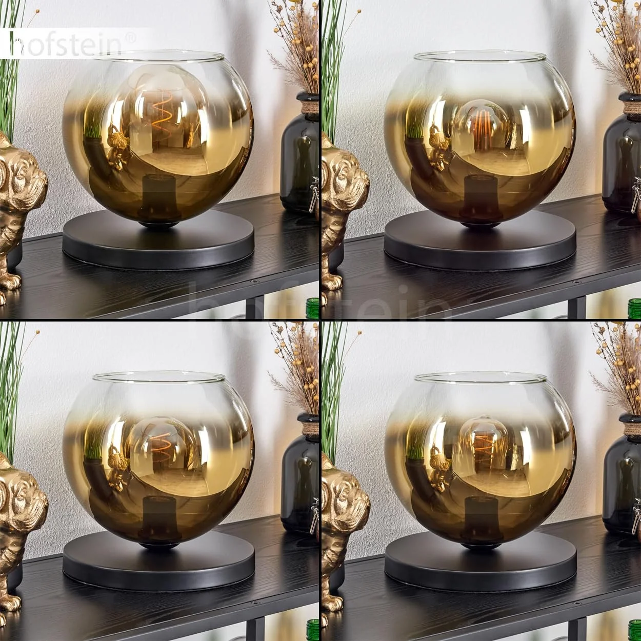 Настільна лампа Koyoto Метал/Скло 25 см E27 Чорний/Золотий/Прозорий, фото №3