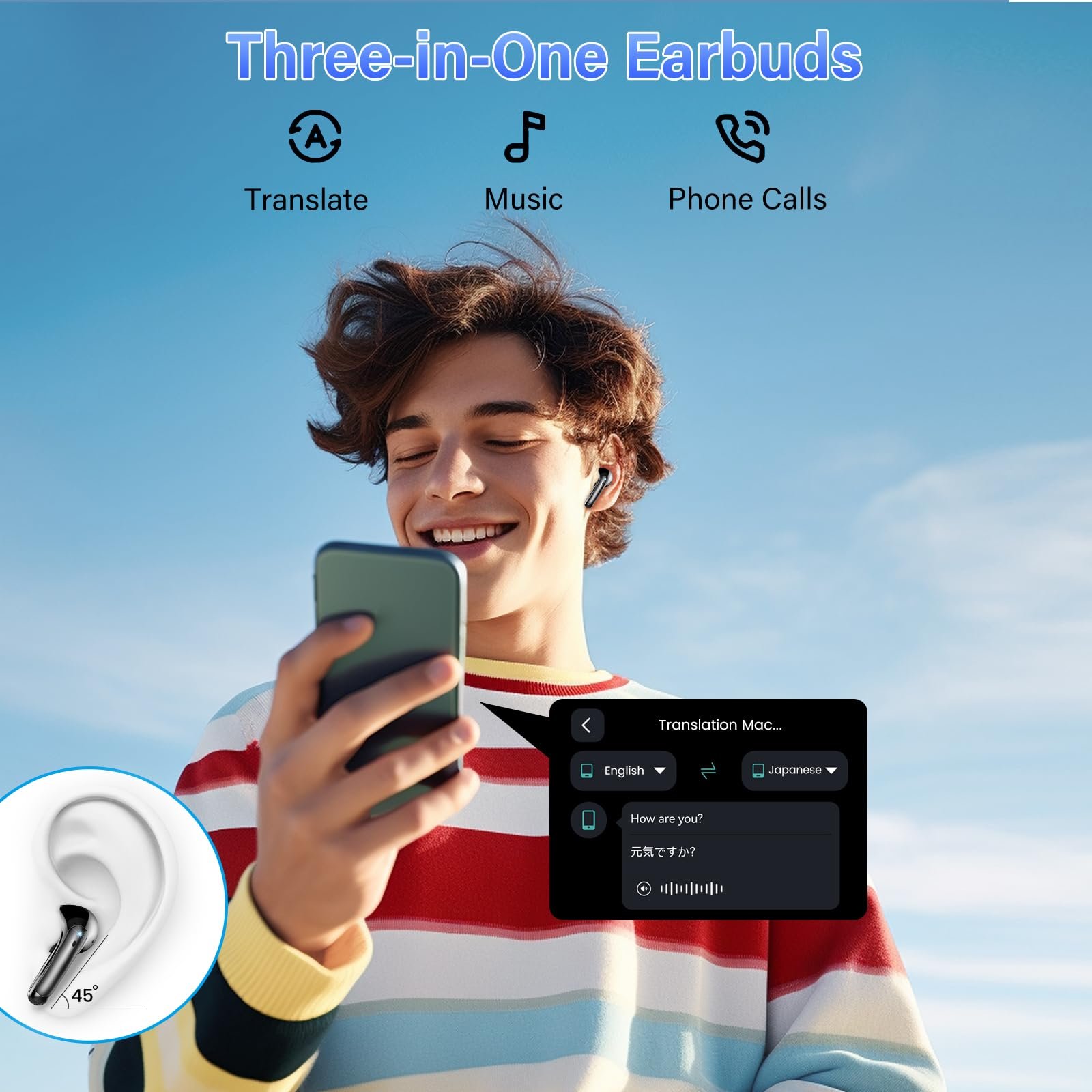 Навушники для миттєвого перекладу Dbasne, багатофункціональний, фото №6