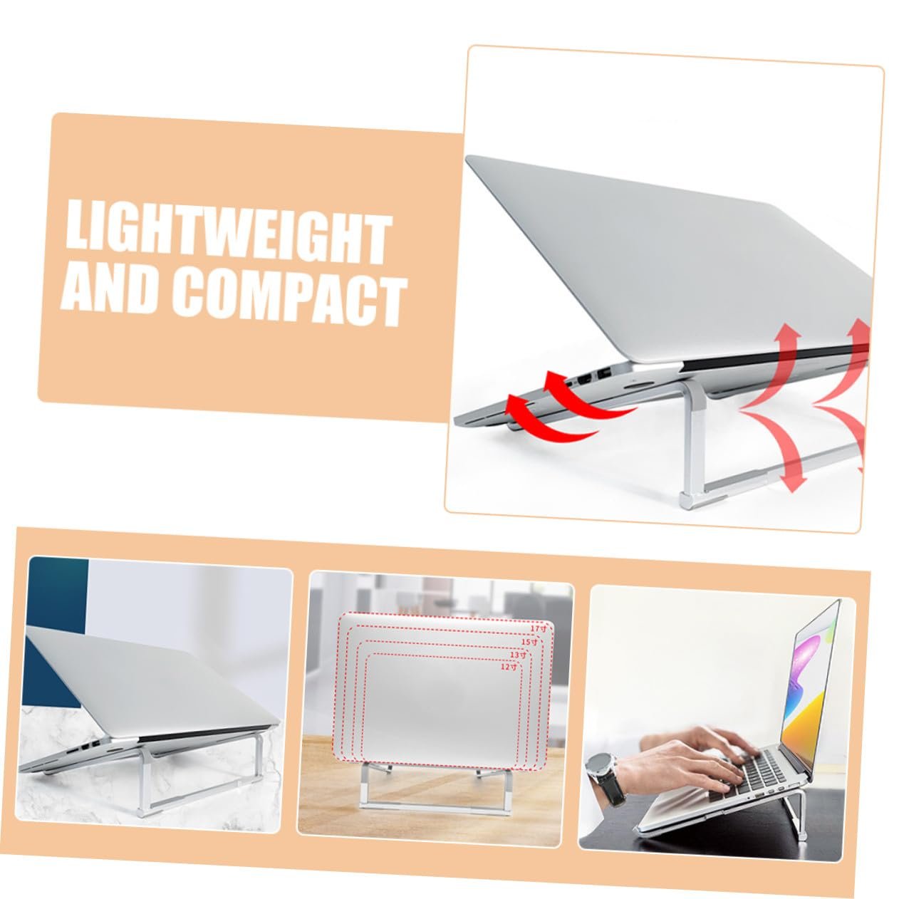Підставка для ноутбука складна алюмінієвий сплав портативна сумісна з різними брендами, компактна, фото №2 Підставка для ноутбука складна алюмінієвий сплав портативна сумісна з різними брендами, компактна, фото №2