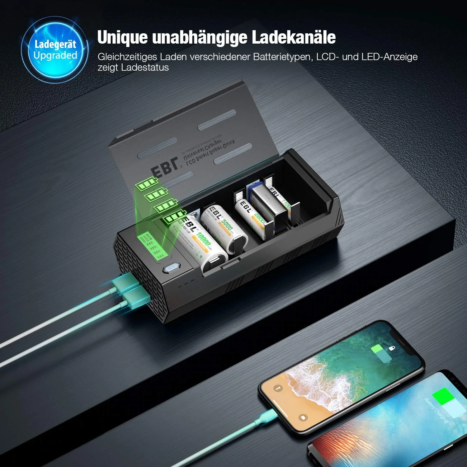 Зарядний пристрій Універсальний EBL 908 AA/AAA/Baby C/Mono D/9volt Block/NiMH/NiCD, фото №4