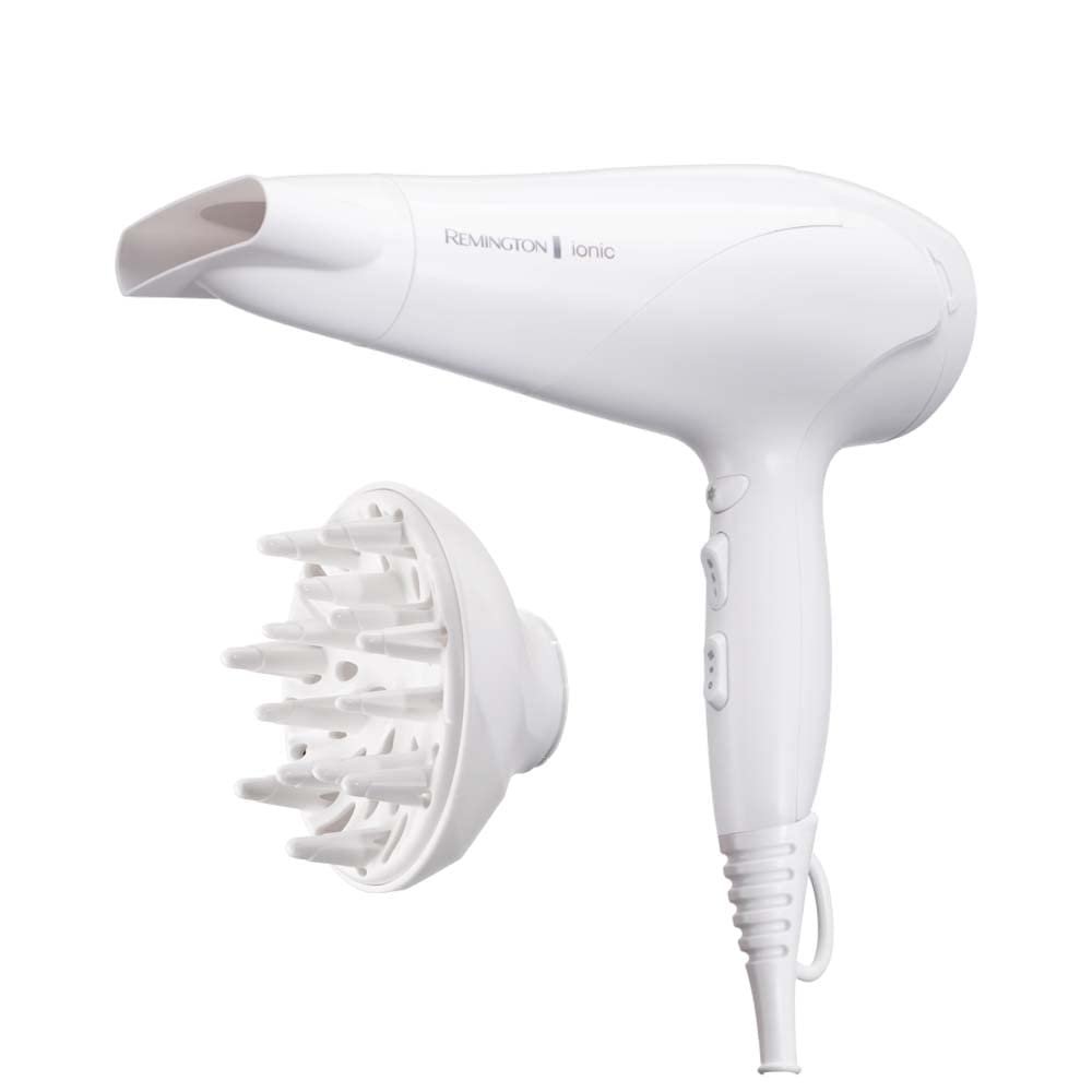 Фен Remington Ion D3199 2200 Вт, керамическое кольцо Ion Care: нежная укладка и равномерное распределение тепла, 3 режима нагрева и 2 отдельных уровня вентилятора, уровень охлаждения, 2 насадки, фото №1