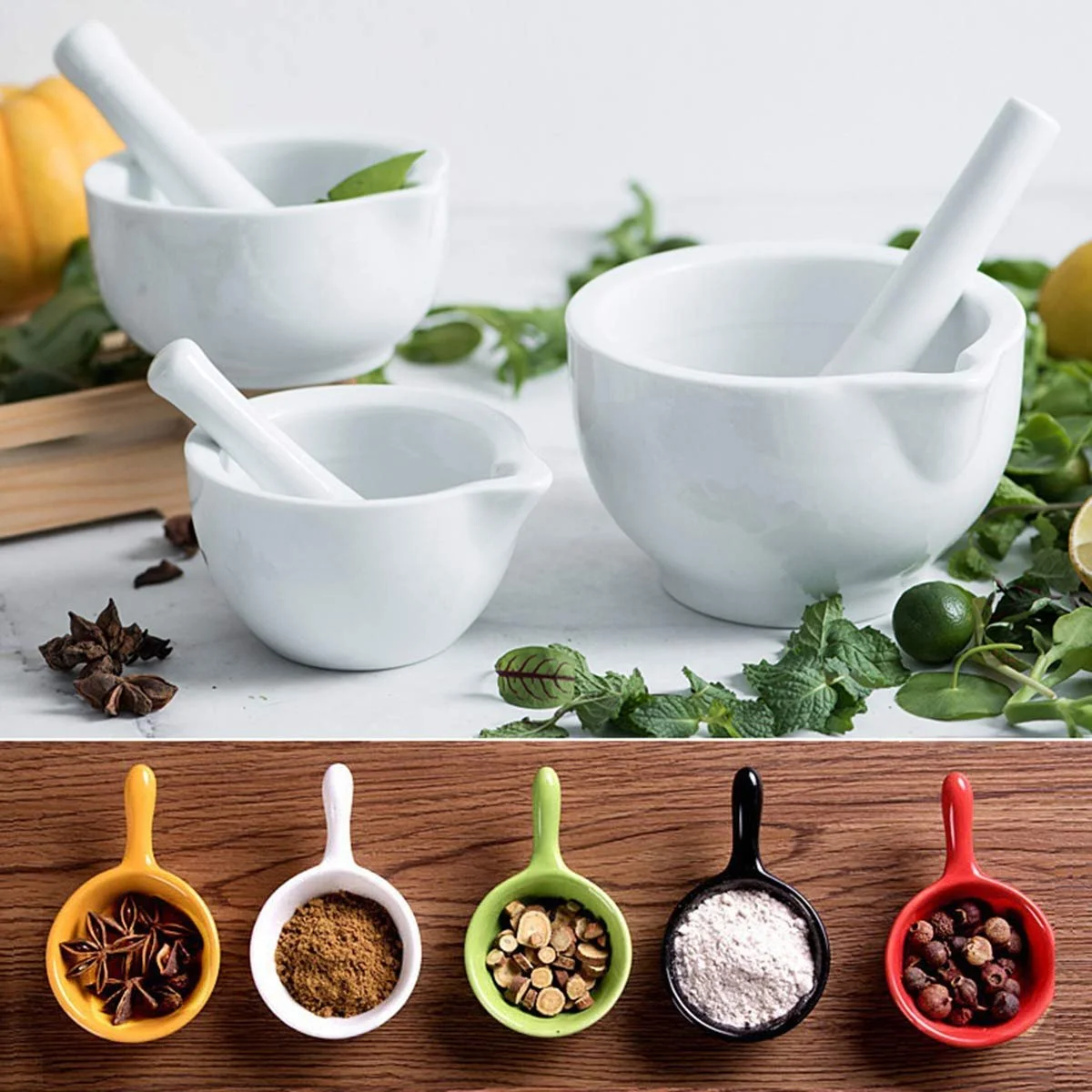 Ступка і товкач Керамічний Міцний, довговічний, легко миється, фото №6 Ступка і товкач Керамічний Міцний, довговічний, легко миється, фото №6