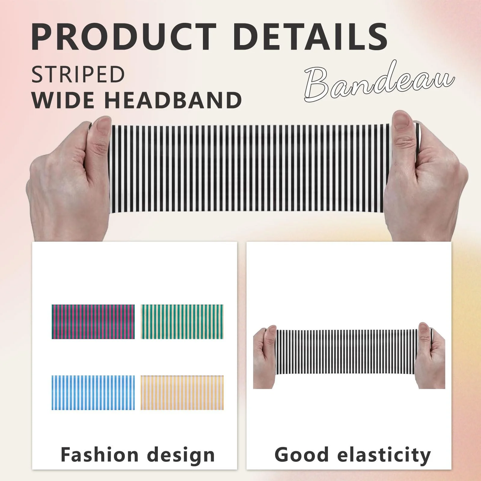 Жіноча пов'язка на голову в смужку, фото №3