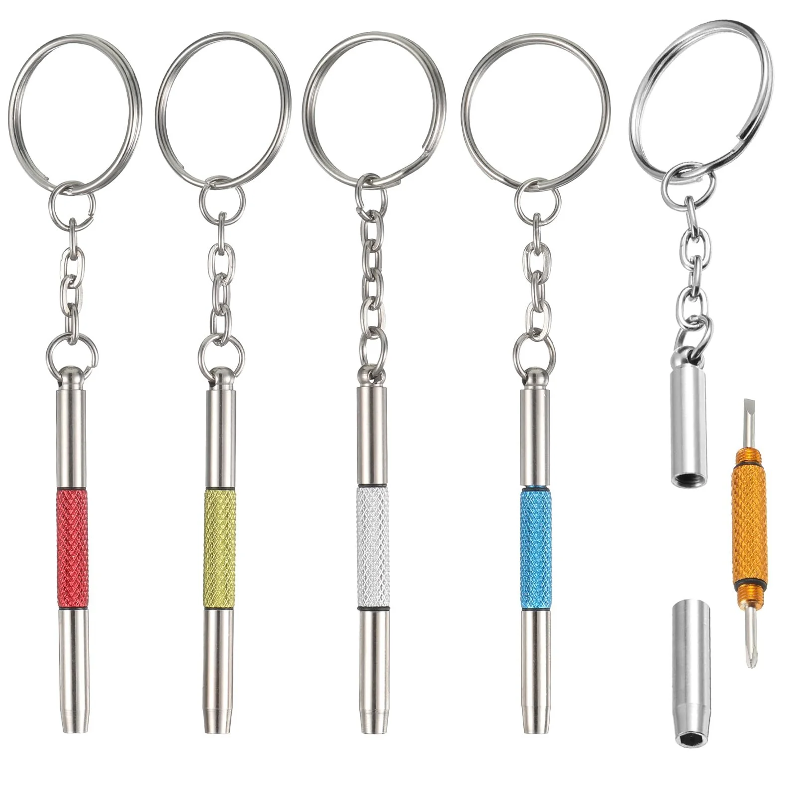 Набір міні-викруток 3 в 1 з нержавіючої сталі з брелоком 5 шт., фото №1