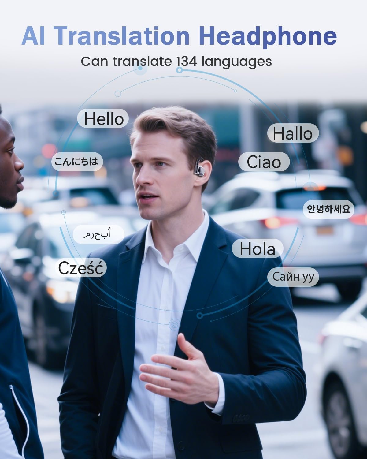 Наушники-переводчики SANOTO Ki, 134 языка, AI, наушники открытого типа с переводом в реальном времени, для путешествий, бизнеса, обучение, фото №2