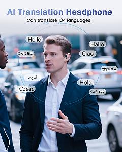 Наушники-переводчики SANOTO Ki, 134 языка, AI, наушники открытого типа с переводом в реальном времени, для путешествий, бизнеса, обучение synthetic.ua - Фото 1
