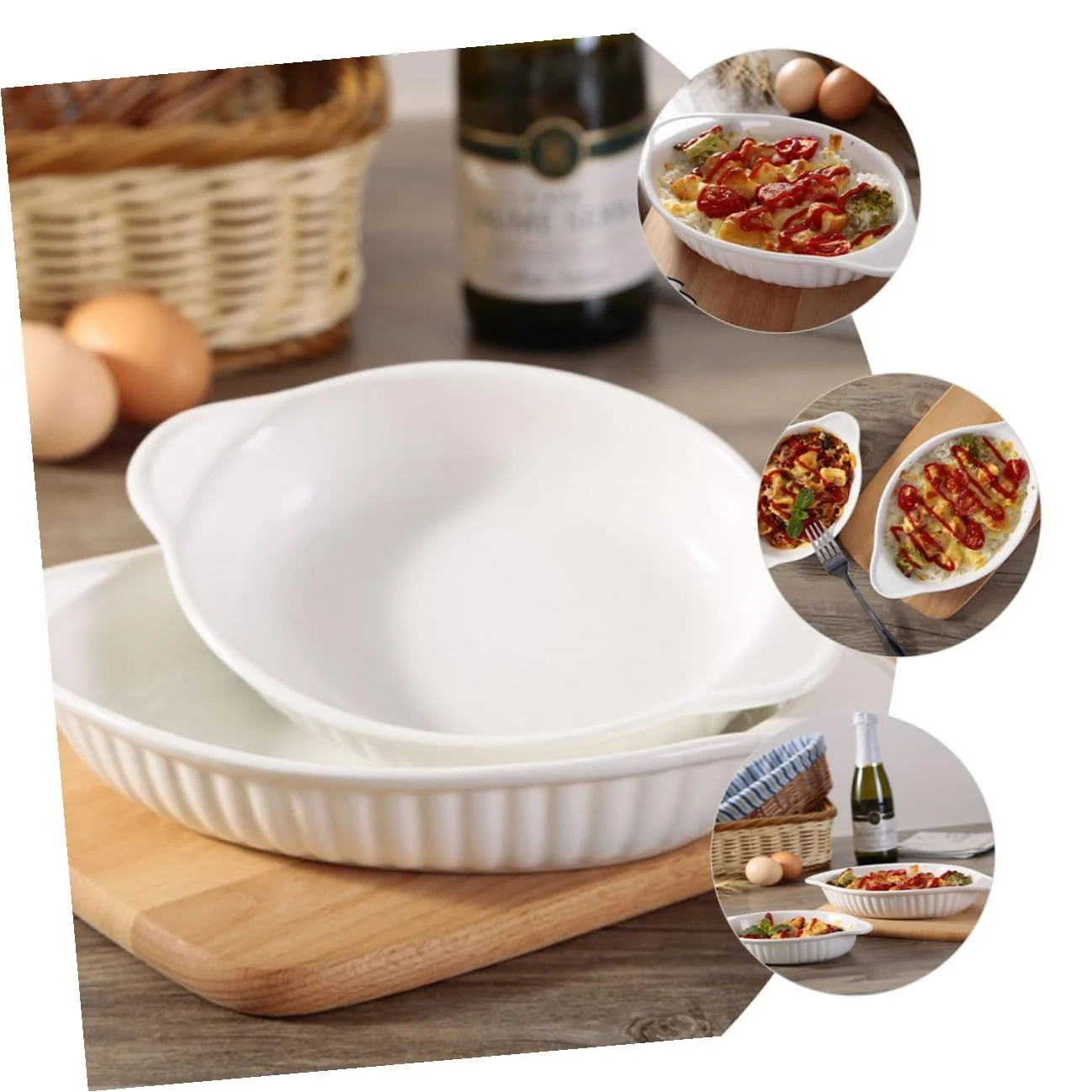 Форма для духовки Oval Ceramic Double Handles Food-Safe Heat Resistant, фото №7