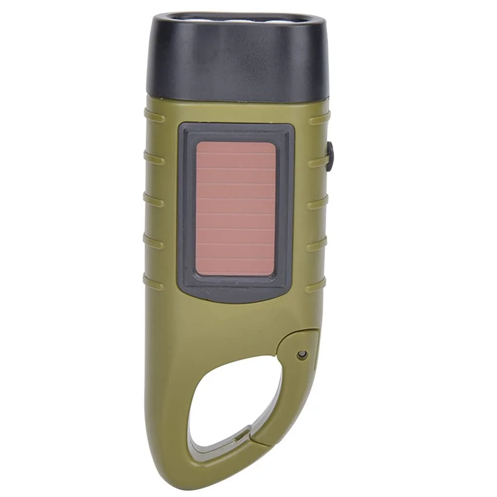 Ручний ліхтар LED Alomejor для кемпінгу, скелелазіння, пішого туризму, аварійний сонячний для активного відпочинку, ABS-пластик, чорний (зелений), фото №5