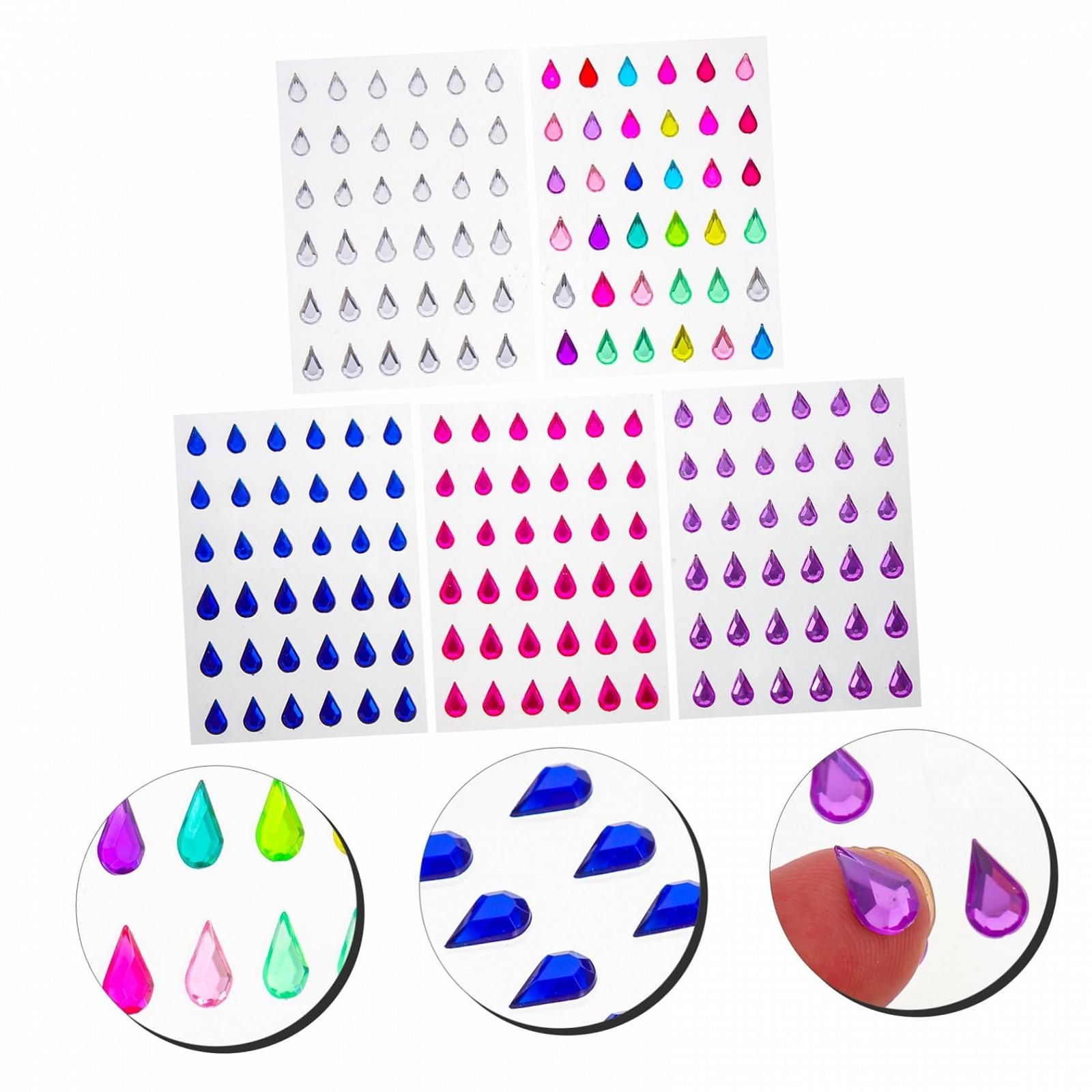 Наклейки зі стразами для обличчя 5 аркушів Наклейки зі стразами для хлопчиків, дівчаток і дорослих Безпечні, кумедні та святкові, фото №2