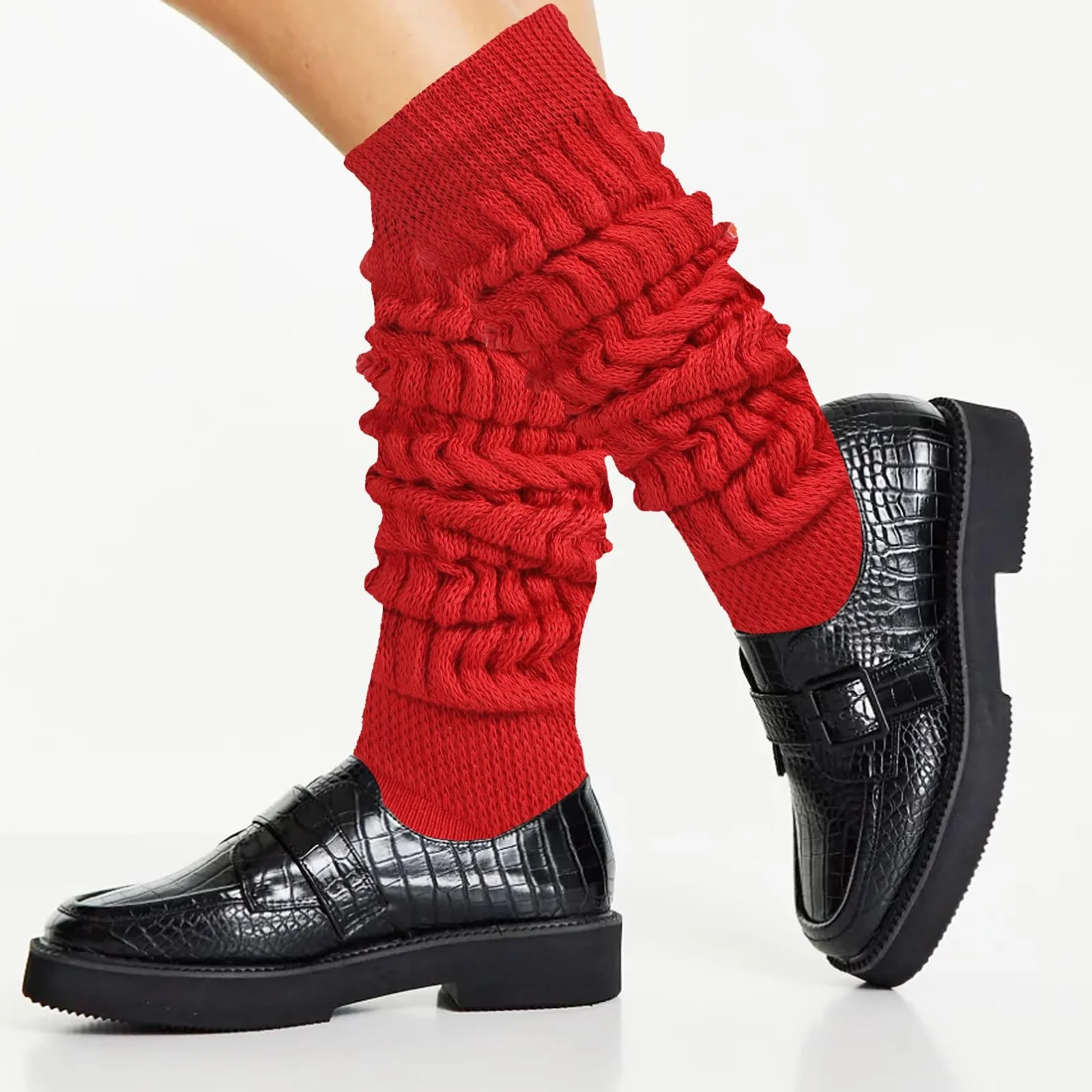 Очень длинные костюмные носки, женские неоновые гольфы, женские носки-гармошки, вязаные носки для сапог, спортивные носки, многослойные носки, неоновая одежда в стиле 90-х, термоноски, наряд в стиле 80-х, фото №7