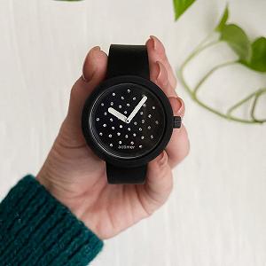 Женские силиконовые часы-конструктор actimer черный ремешок циферблат black stone - Фото 1