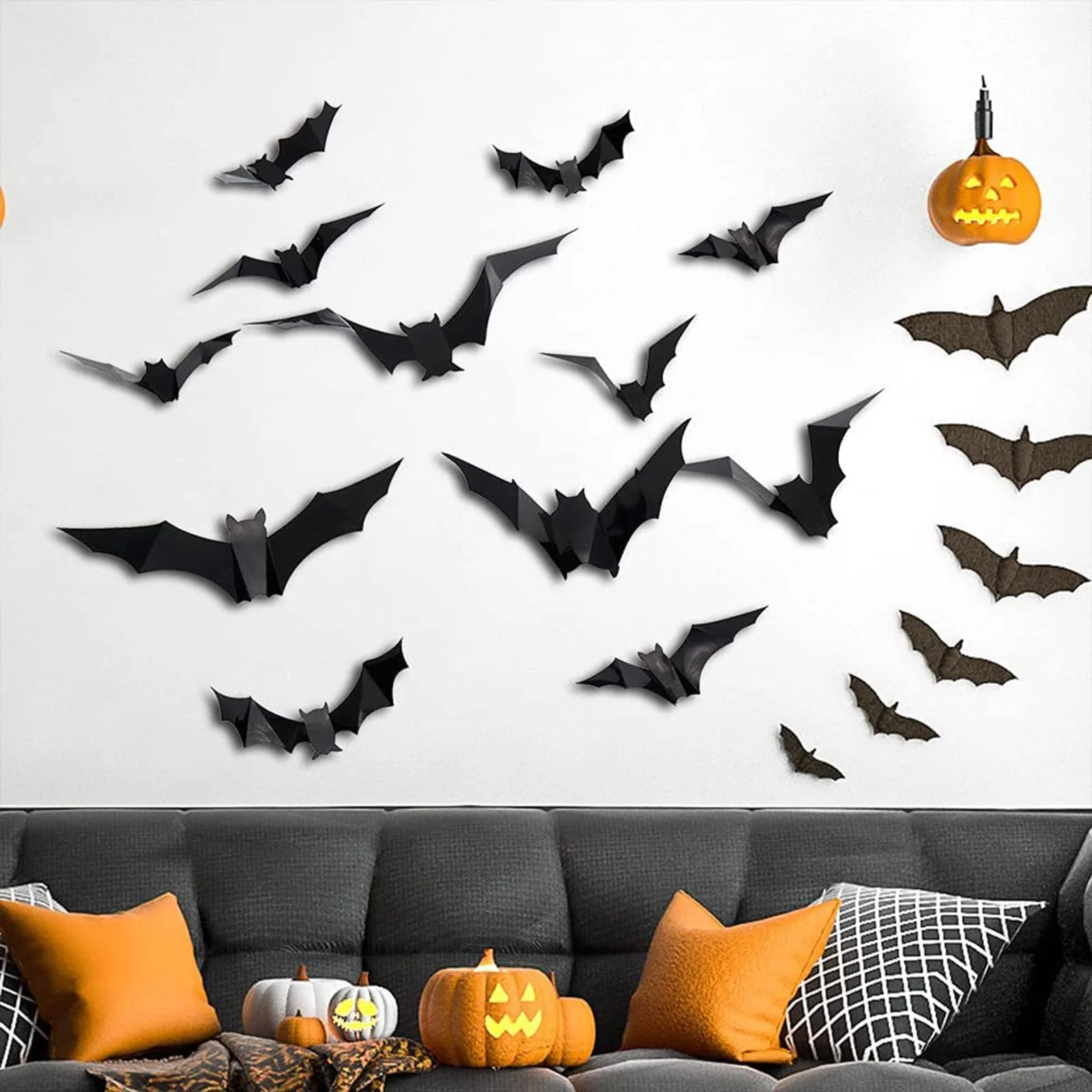 Наклейки на стіну GoldRock Halloween 3D Bat Decoration Водонепроникний ПВХ Чорний 32 шт., фото №4