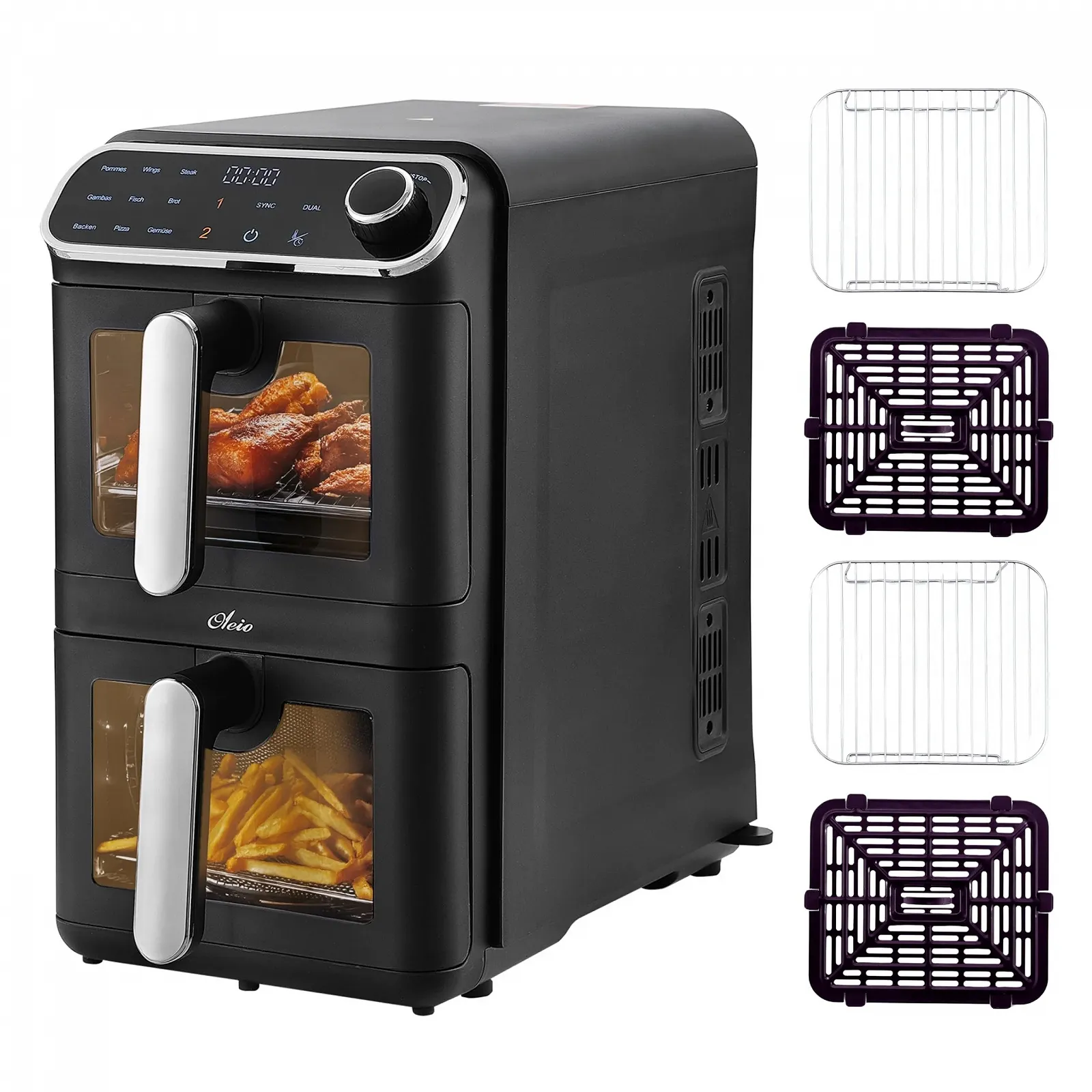 Мультипіч Oleio Maestro Airfryer Double Chamber XXL 11 л 2460 Вт 2 камери Чорний, фото №1 Мультипіч Oleio Maestro Airfryer Double Chamber XXL 11 л 2460 Вт 2 камери Чорний, фото №1