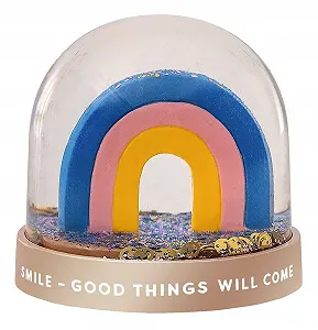 Куля зі снігом Moses. Smile Rainbow Райдужний дизайн з блискітками та золотими смайликами - Фото 1