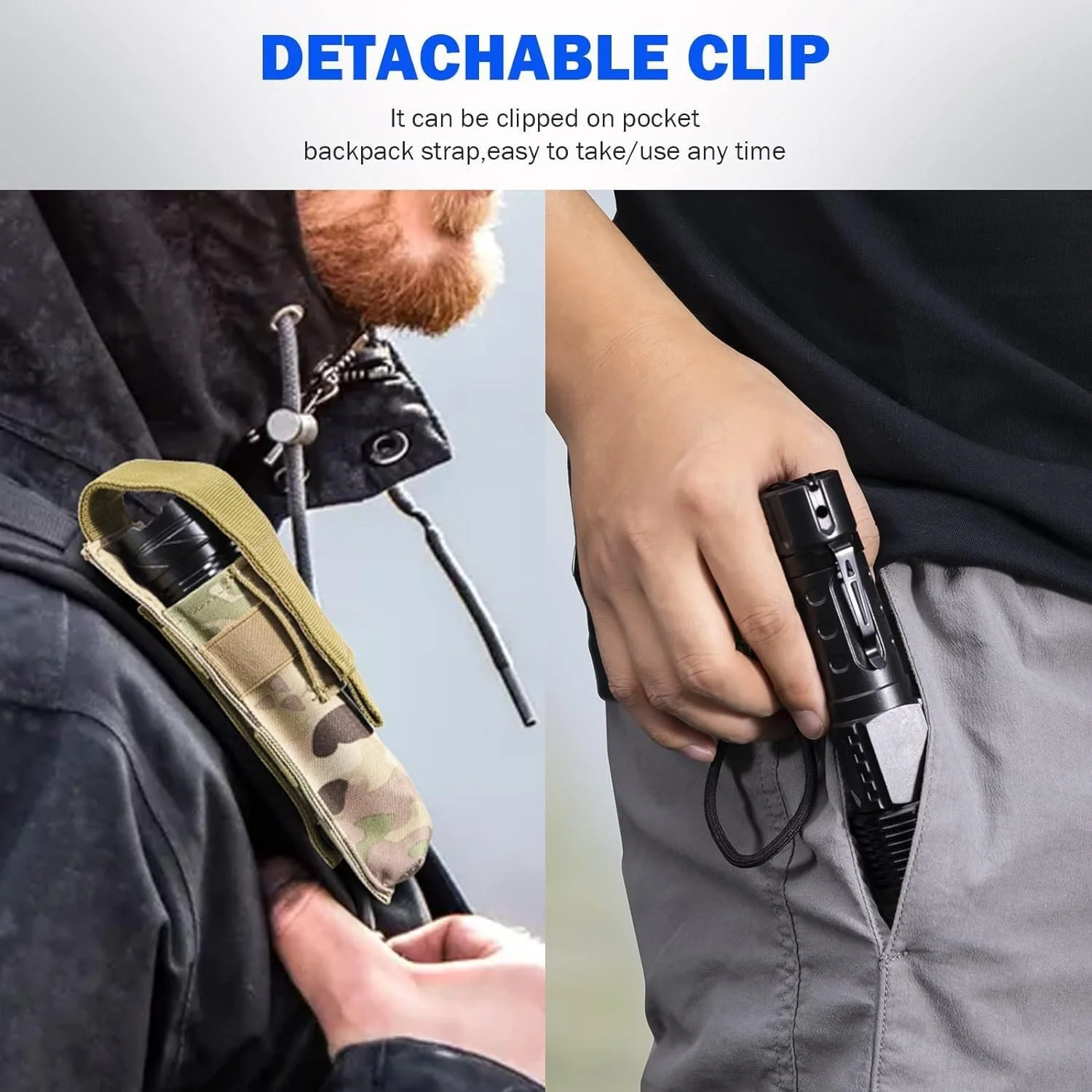 Ліхтар LED надпотужний XHP50 з COB боковою лампою, перезаряджаємий, з зумом, 7 режимів освітлення для кемпінгу/походів/надзвичайних ситуацій, фото №4