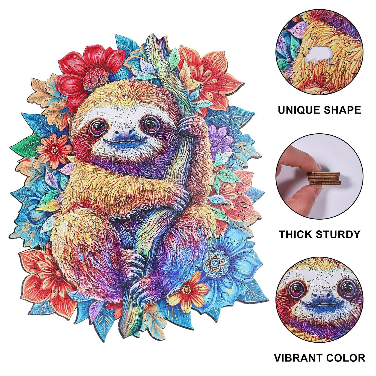 Деревянный пазл GLOBLELAND Sloth 200 элементов 28.5 x 35.3 см, фото №3