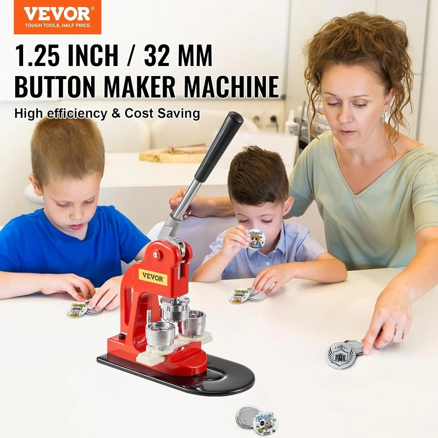 Прес для виготовлення значків VEVOR 32мм BJS-32-RD-01 Red, фото №7