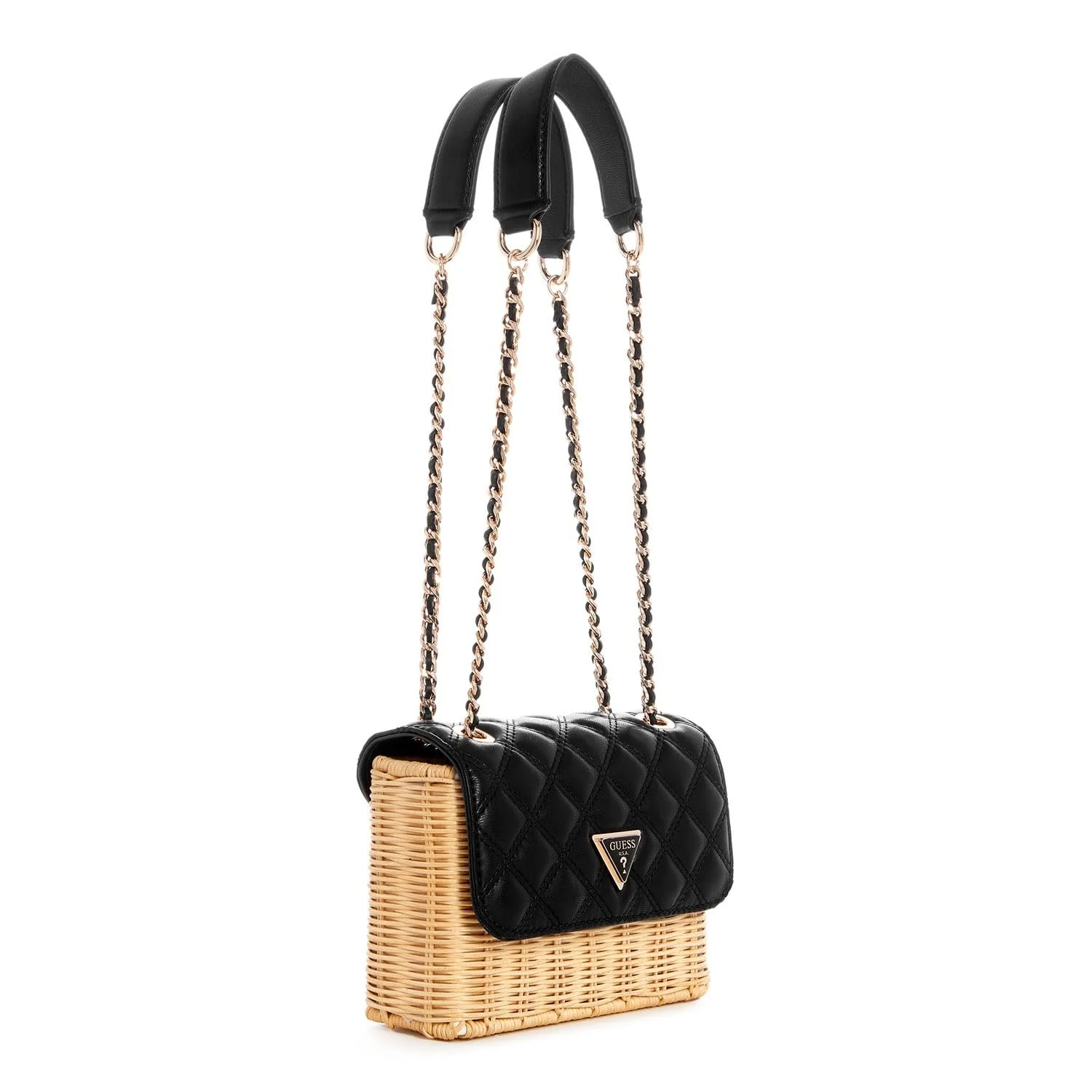 Сумка через плече GUESS Giully Convertible Xbody Flap, натуральний/чорний, фото №4