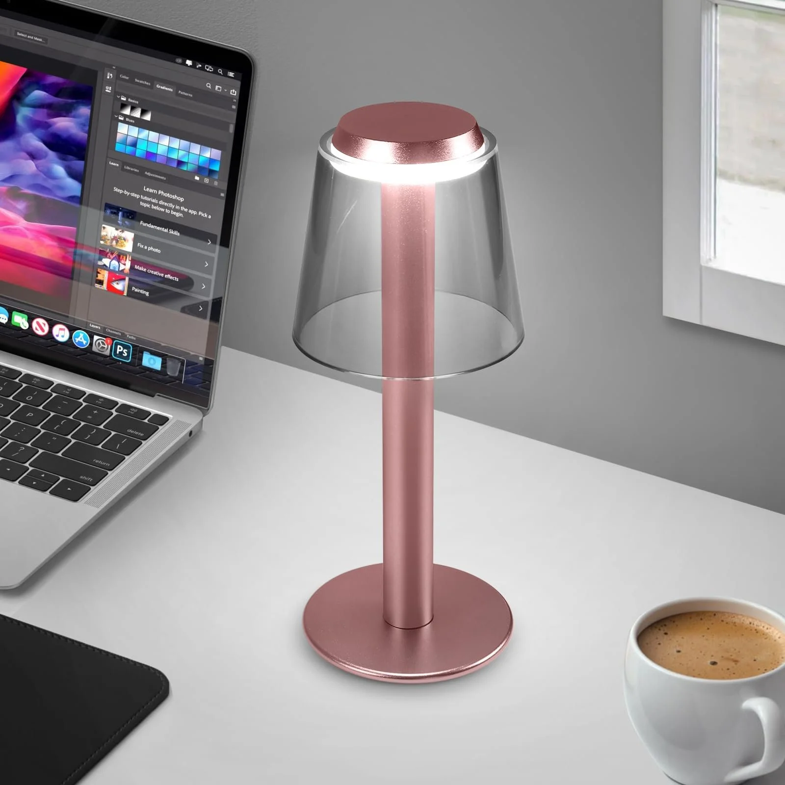Настільна лампа Wireless сенсорна димована акумуляторна металева 3 рівні яскравості LED, фото №8