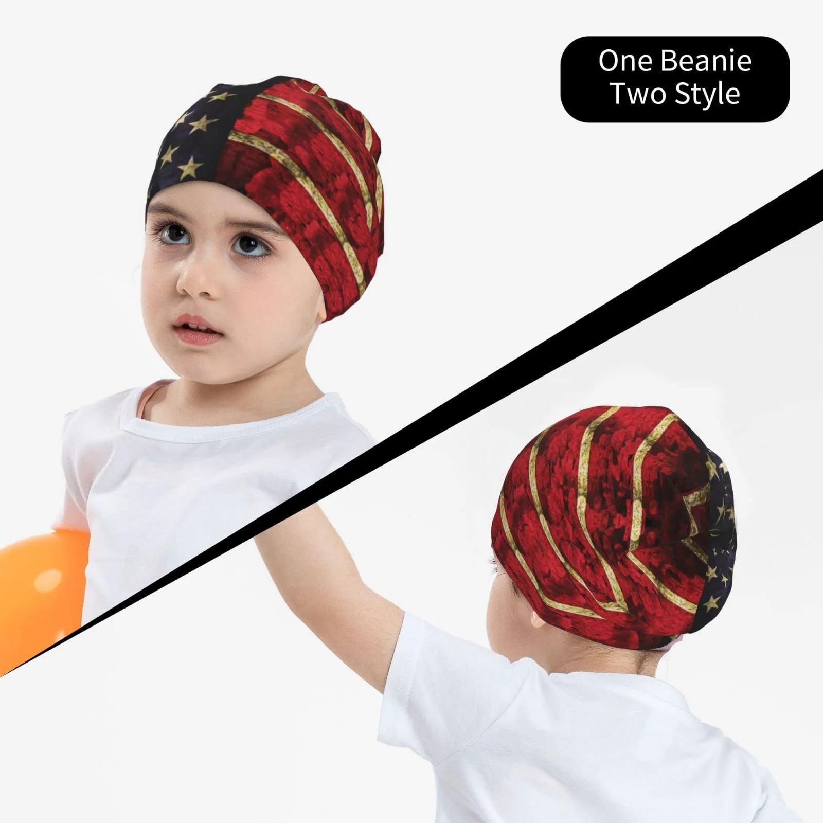 Шапка LOUJIN US Flag Slouchy для хлопчиків та дівчаток-підлітків В'язана Тепла One Size, фото №7